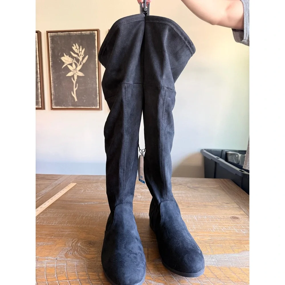 NEW Time and Tru Womens Black Over The Knee Boots Wide Width 12W 12 Winter Fall